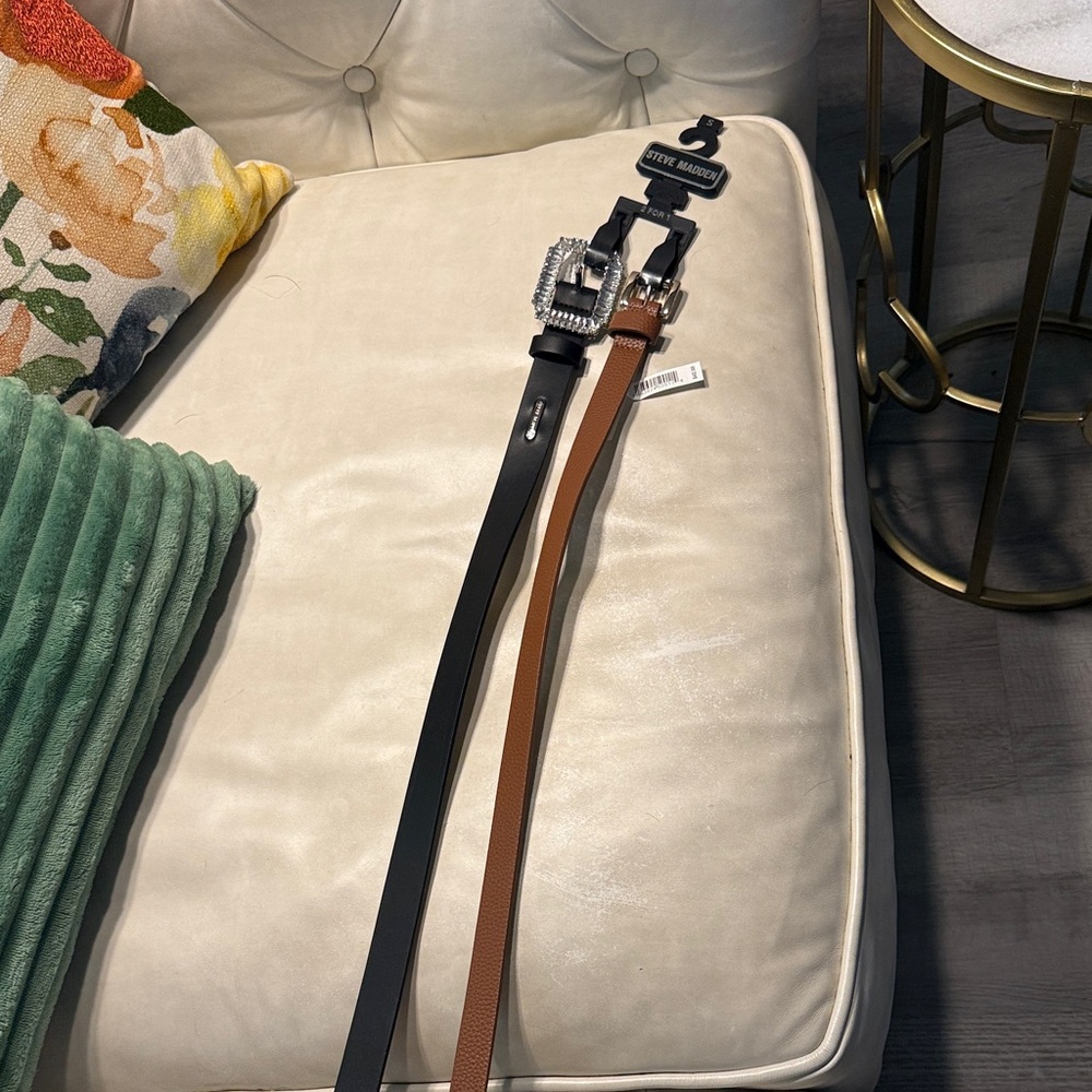 Steve Madden Dual-Tone Belts with Silver Buckles
